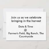 invitation du parti Harvest (Dos)