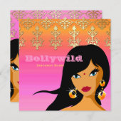 Invitation du Parti indien Gold Rose Orange Bindi (Devant / Derrière)