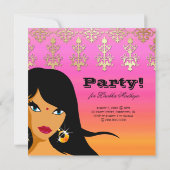 Invitation du Parti indien Gold Rose Orange Bindi (Dos)