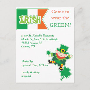 Invitation du parti Jour de la Saint Patrick Lepre
