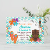 Invitation du parti Luau, Turquoise Damask et Tiki (Debout devant)