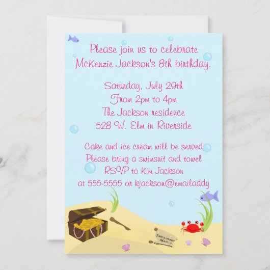 Invitation du parti Mermaid (Dos)