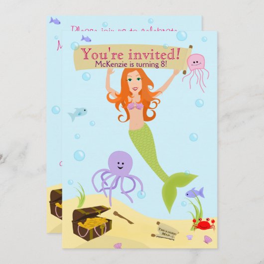 Invitation du parti Mermaid (Devant / Derrière)