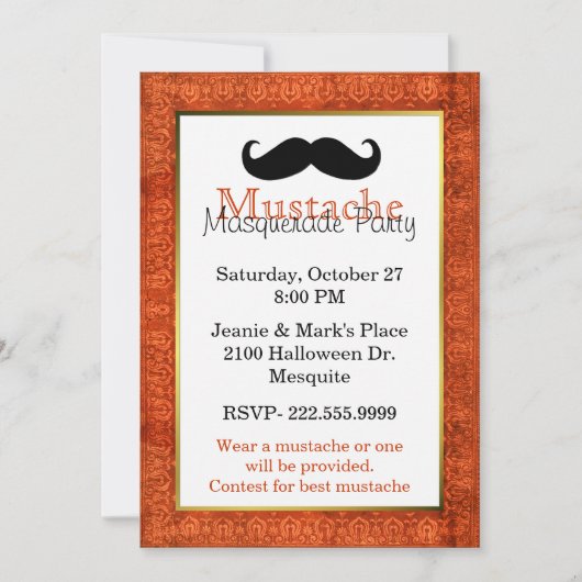 Invitation du parti Mustache Halloween (Devant)