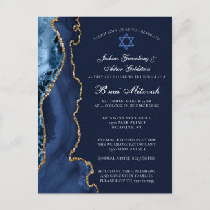 Invitation du parti Navy Blue Gold B'nai Mitzvah