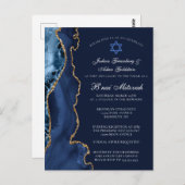 Invitation du parti Navy Blue Gold B'nai Mitzvah (Devant / Derrière)