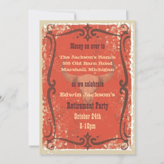 Invitation du parti occidental rustique (Dos)