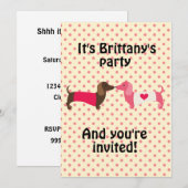 Invitation du parti Pink Dachshund (Devant / Derrière)