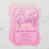 Invitation du parti Pink Neon (Devant / Derrière)