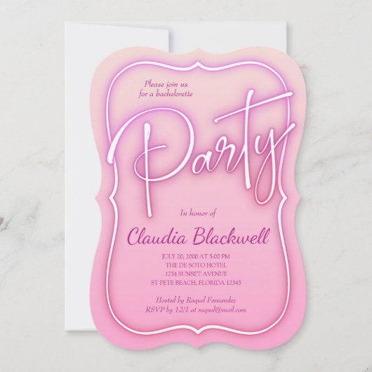 Invitation du parti Pink Neon (Devant)