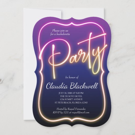Invitation du parti Pink Neon (Devant)