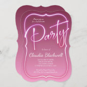 Invitation du parti Pink Neon (Devant / Derrière)