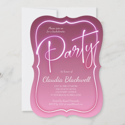 Invitation du parti Pink Neon (Devant)