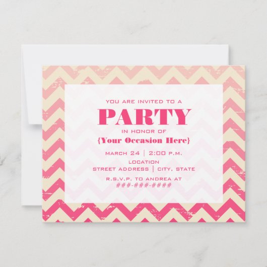 Invitation du parti Pink Ombre Zigzag (Devant)