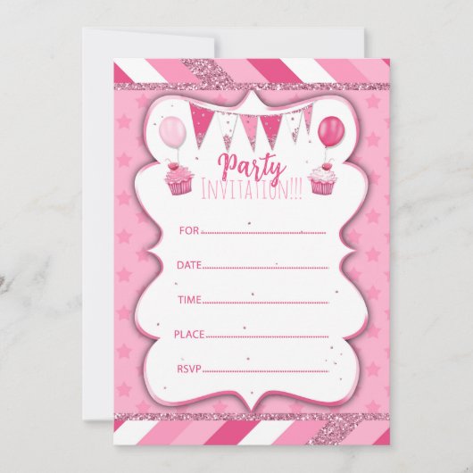 Invitation du parti Pinky à écrire à la main pour  (Devant)