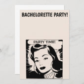 INVITATION DU PARTI RETRO WOMAN BACHELORETTE (Devant / Derrière)