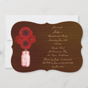 Invitation du parti Rustic Red Mason Jar Bachelore