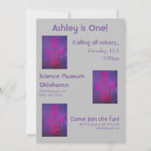 Invitation du Parti Science Robot Rose et Violet (Devant)