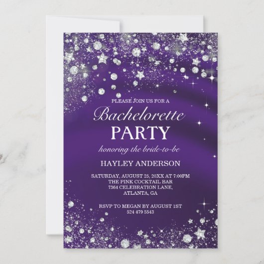 Invitation du parti Sparkle Diamond Purple Bachelo (Devant)