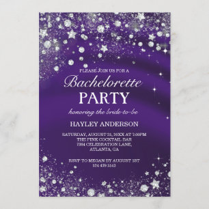 Invitation du parti Sparkle Diamond Purple Bachelo