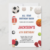 Invitation du parti sportif All-Star Boys éditable (Devant)