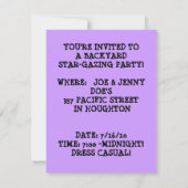INVITATION DU PARTI STAR GAZING ~ EZ À CUSTOMISER (Dos)