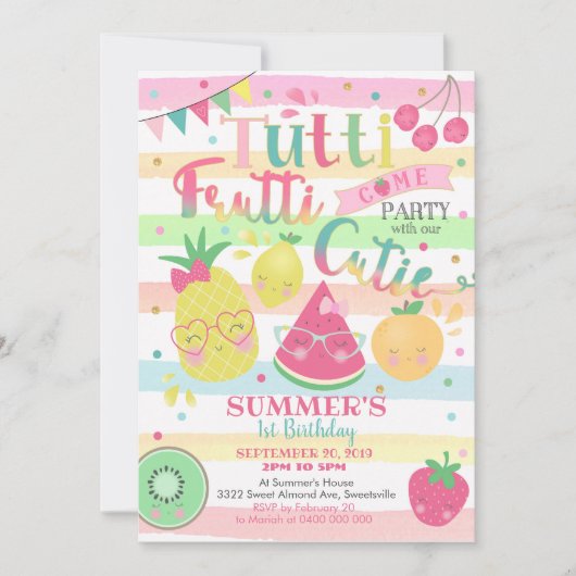 Invitation du parti Tutti Frutti - Invitation de f (Devant)