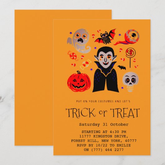 Invitation du parti Vampire d'Halloween (Devant / Derrière)