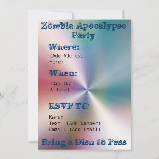 Invitation du parti Zombie Apocalypse (Dos)