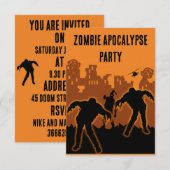 Invitation du parti Zombie Apocalypse (Devant / Derrière)