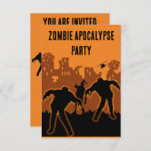 Invitation du parti Zombie Apocalypse (Devant / Derrière)