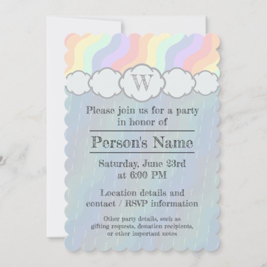 Invitation du Pastel Rainbow Waves Party (Devant)