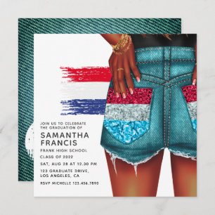 Invitation du Pays-Bas Denim Girl Graduation Party