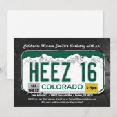 Invitation du permis du Colorado pour le 16e anniv (Devant / Derrière)