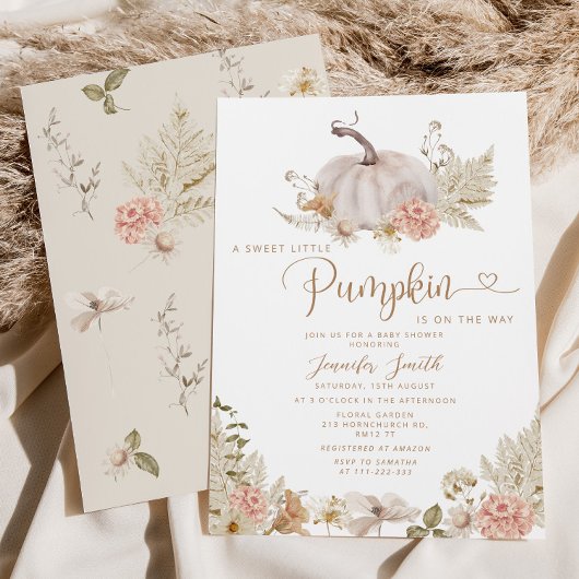 Invitation du petit baby shower citrouille Boho