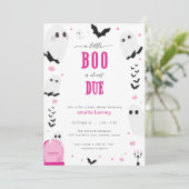 Invitation du petit Baby shower rose Halloween (Debout devant)