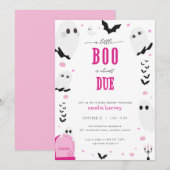 Invitation du petit Baby shower rose Halloween (Devant / Derrière)