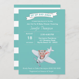 Invitation du pilote d'ours et du Baby shower d'av