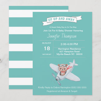 Invitation du pilote d'ours et du Baby shower d'av