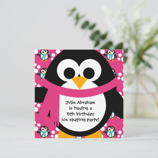 Invitation du Pingouin rose (Debout devant)