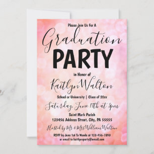 Invitation du Pink Bokeh Graduation Party