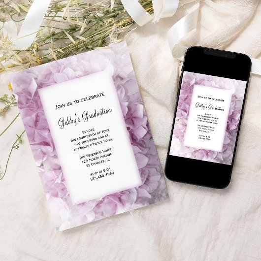 Invitation du Pink Hydrangea Graduea Party