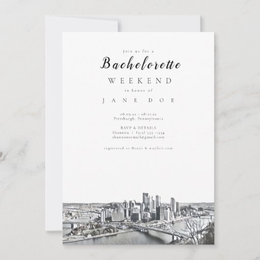 Invitation du Pittsburgh Bachelorette Party (Devant)