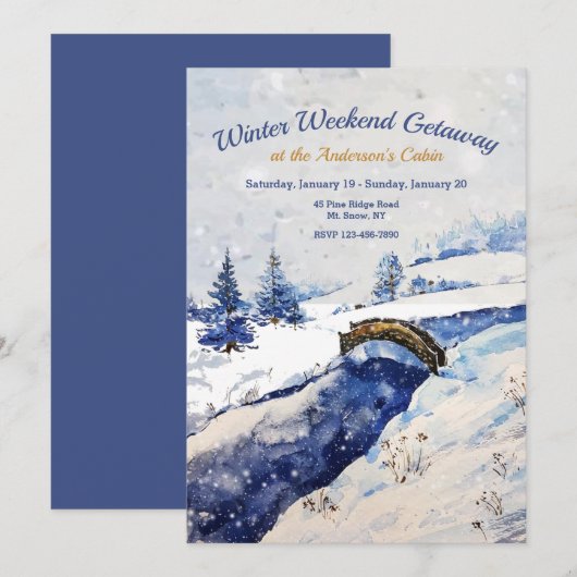 Invitation du pont de la rivière d'hiver (Devant / Derrière)