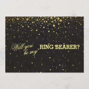 Invitation du porteur d'anneau mariage Gold Confet