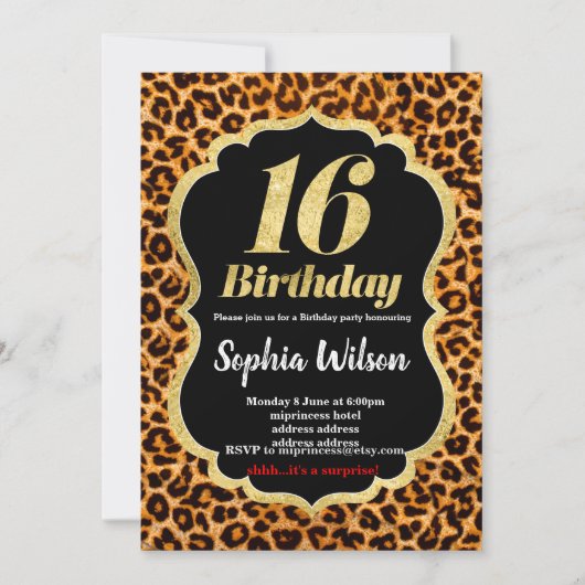 Invitation du poster de animal Leopard (Devant)