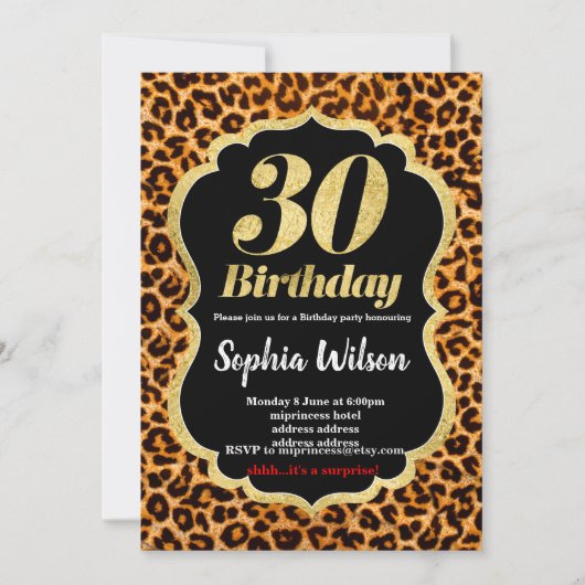 Invitation du poster de animal Leopard (Devant)