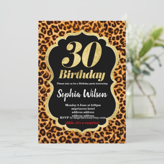 Invitation du poster de animal Leopard (Debout devant)