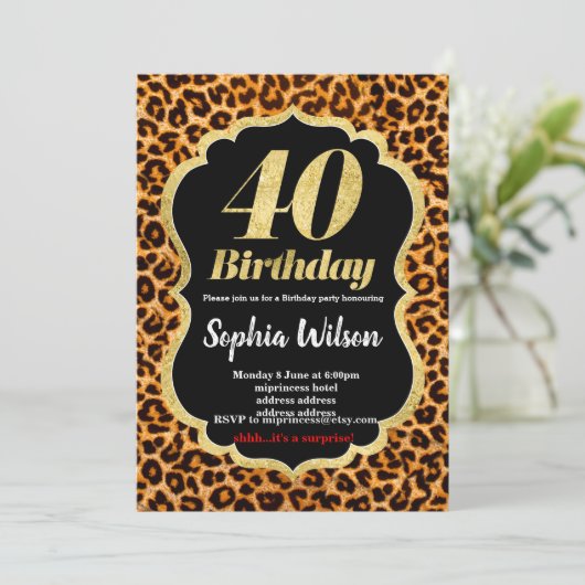 Invitation du poster de animal Leopard (Debout devant)