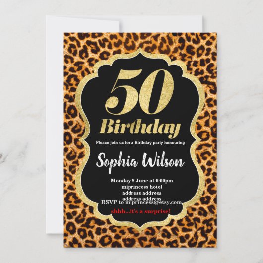 Invitation du poster de animal Leopard (Devant)